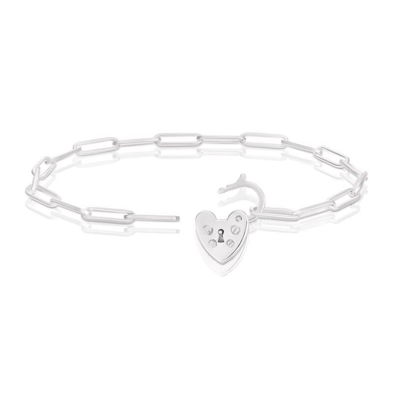 Main Image 3 of Sterling Silver Paper link Padlock Bracelet