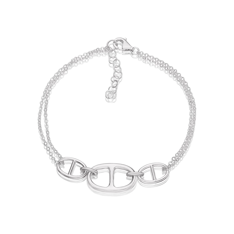 Sterling Silver Double Chain Marine Bracelet