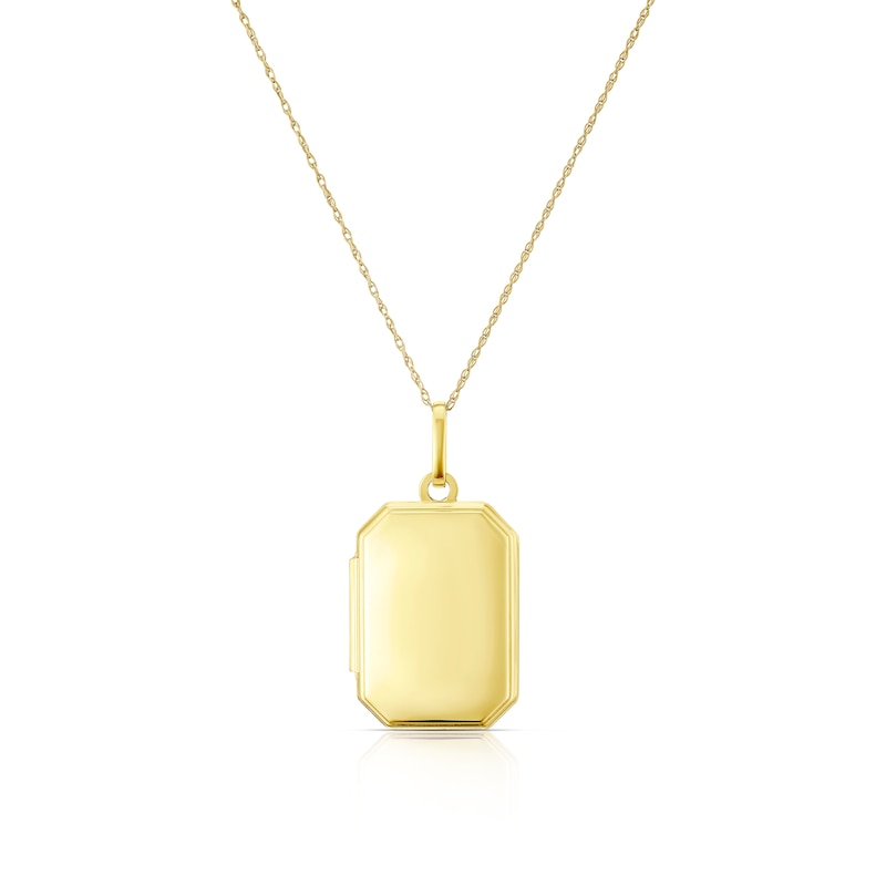 Main Image 1 of 9ct Yellow Gold Rectangle Grove Edged Locket