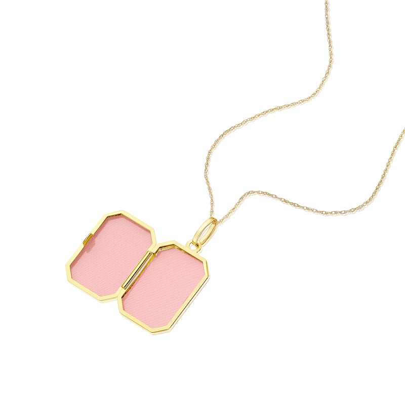 Main Image 2 of 9ct Yellow Gold Rectangle Grove Edged Locket