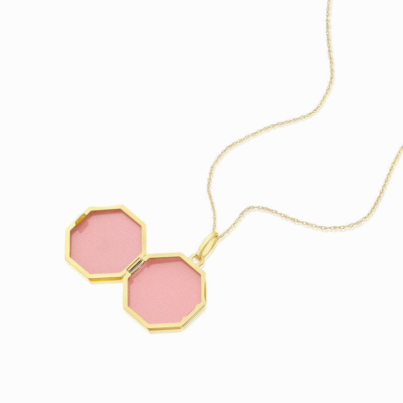 Main Image 2 of 9ct Yellow Gold Diamond Star Octagonal Locket