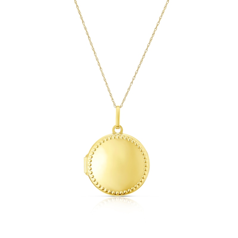 9ct Yellow Gold Beaded Detail Circle Locket