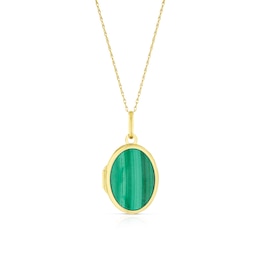 9ct Yellow Gold Malachite Oval Locket