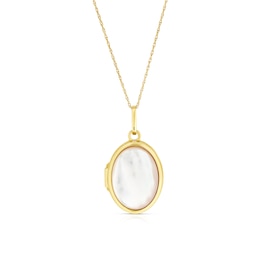 9ct Yellow Gold Mother Of Pearl Oval Locket