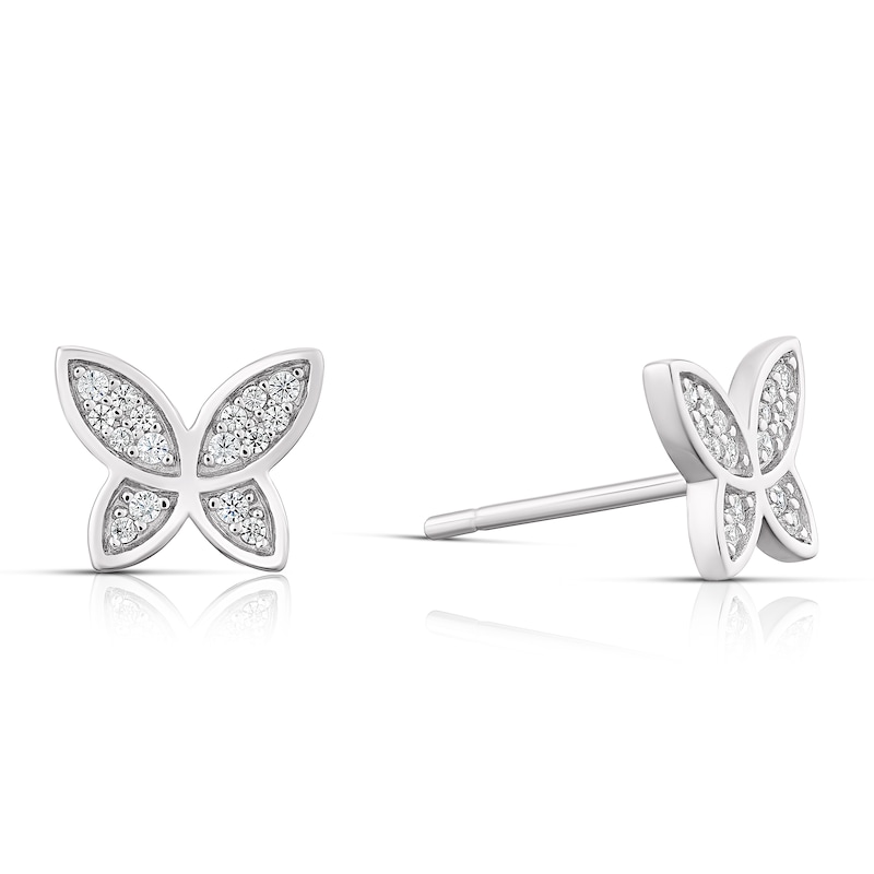 Main Image 1 of Children's Sterling Silver Cubic Zirconia Butterfly Stud Earrings