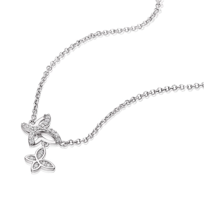 Children's Sterling Silver Cubic Zirconia Double Butterfly Charm