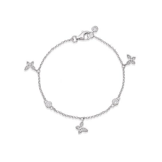 Children's Sterling Silver Cubic Zirconia Butterfly Charm Bracelet H