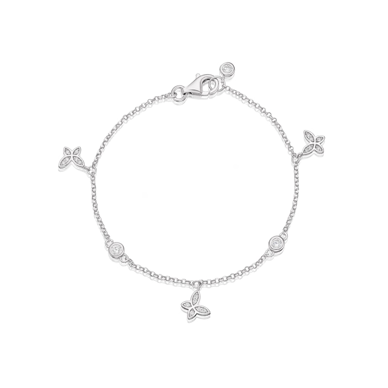 Children's Sterling Silver Cubic Zirconia Butterfly Charm Bracelet H