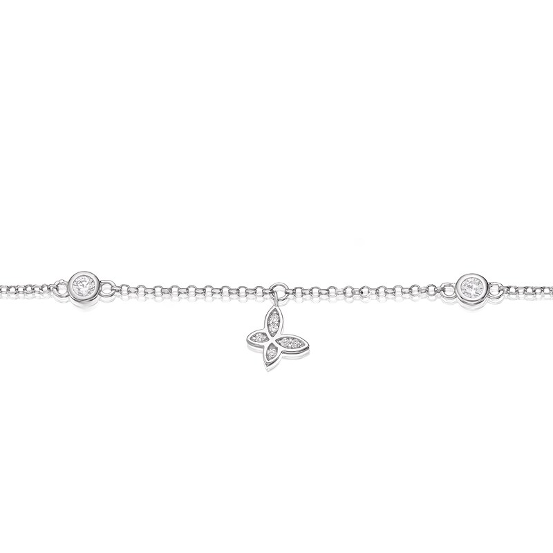 Children's Sterling Silver Cubic Zirconia Butterfly Charm Bracelet H