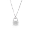 Thumbnail Image 1 of Sterling Silver Small Cubic Zirconia Padlock Pendant Necklace