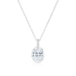 Sterling Silver Large Floating Cubic Zirconia Pendant Necklace