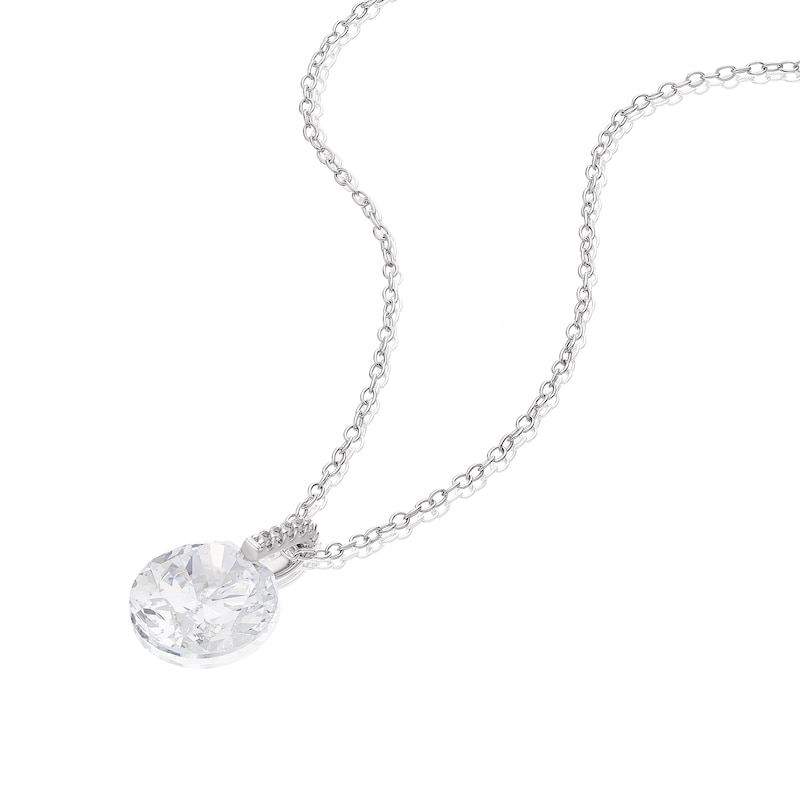 Main Image 2 of Sterling Silver Large Floating Cubic Zirconia Pendant Necklace