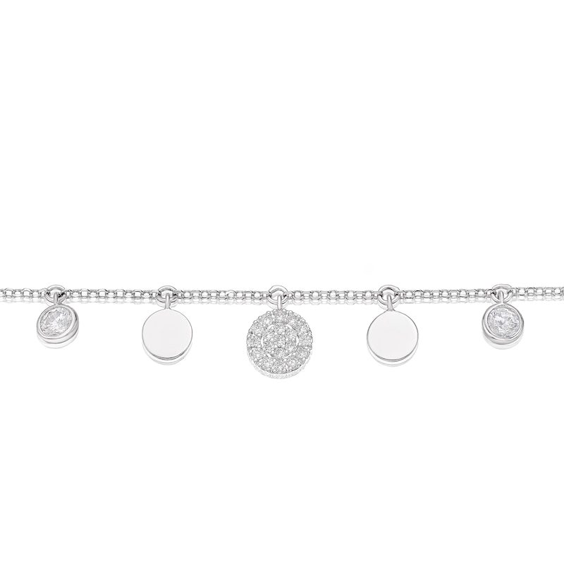 Main Image 2 of Sterling Silver Cubic Zirconia Station Drop Bracelet