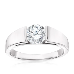 Sterling Silver Cubic Zirconia Open Centre Stone Ring Size L