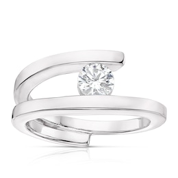Sterling Silver Cubic Zirconia Open Wrap Ring Size L