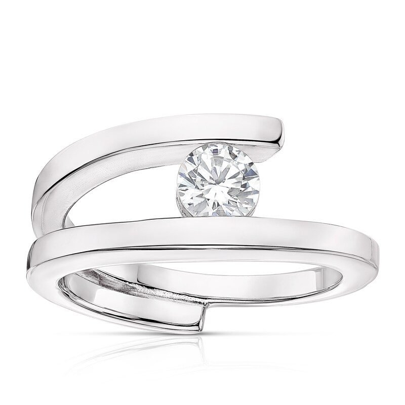 Main Image 1 of Sterling Silver Cubic Zirconia Open Wrap Ring Size P