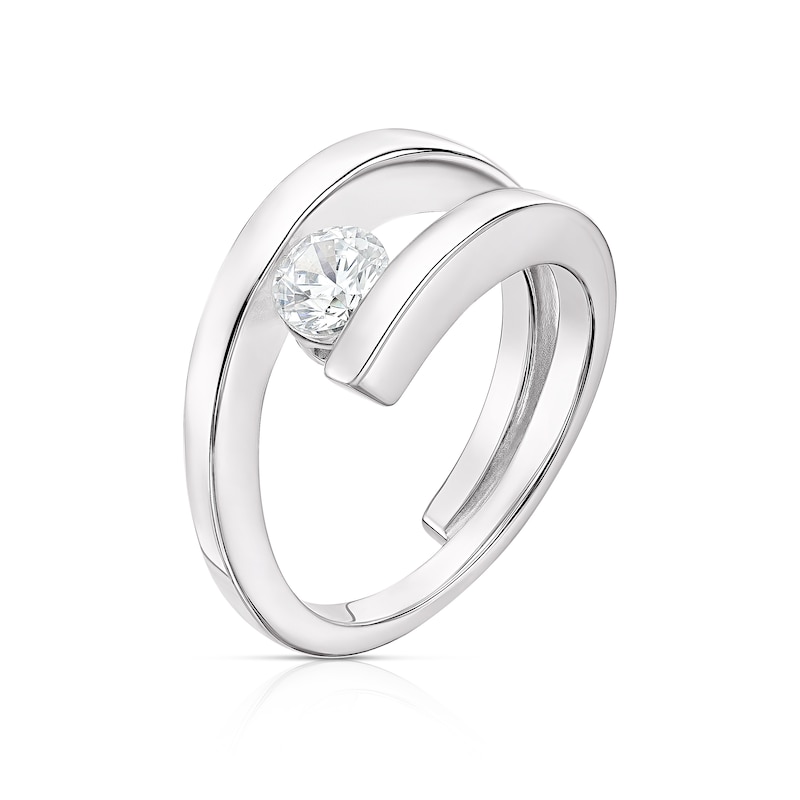 Main Image 2 of Sterling Silver Cubic Zirconia Open Wrap Ring Size P
