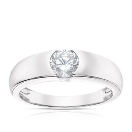 Sterling Silver Cubic Zirconia Centre Stone Ring Size L