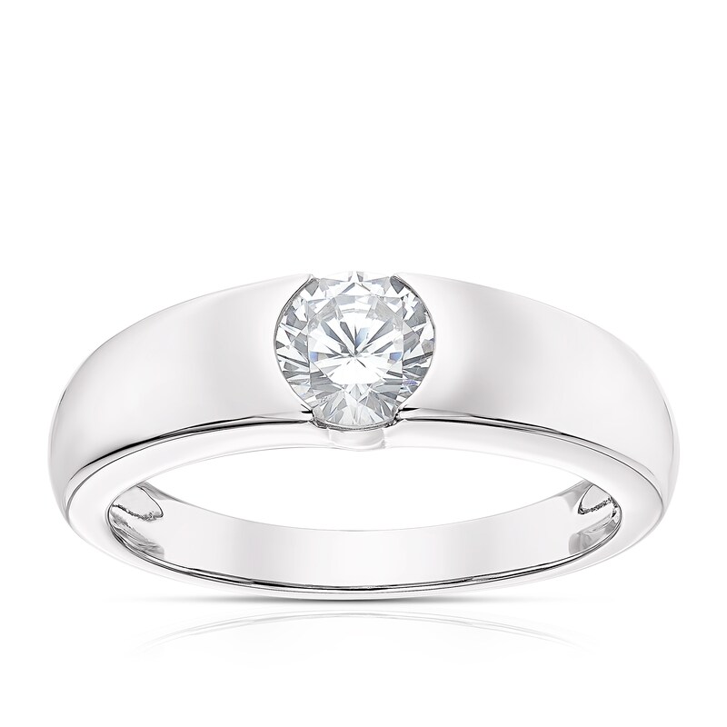 Main Image 1 of Sterling Silver Cubic Zirconia Centre Stone Ring Size L