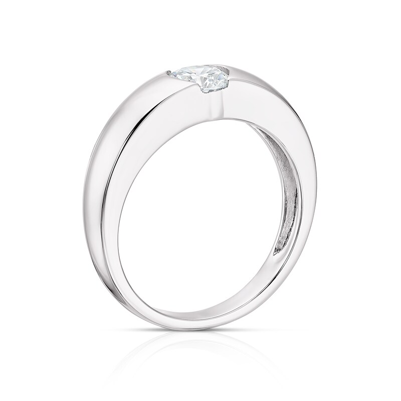 Main Image 3 of Sterling Silver Cubic Zirconia Centre Stone Ring Size L