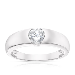 Sterling Silver Cubic Zirconia Centre Stone Ring Size P