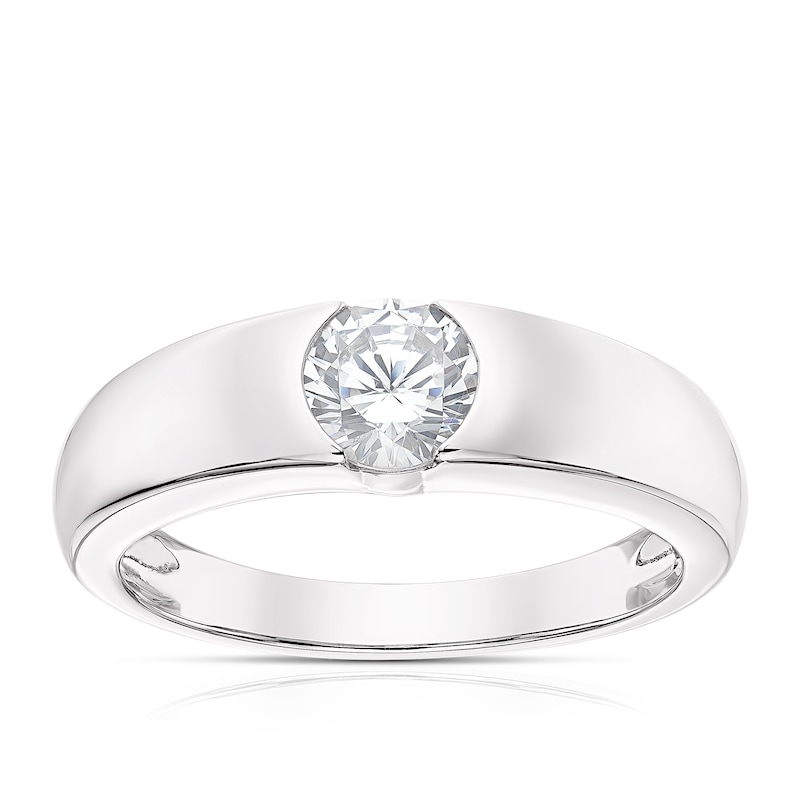 Main Image 1 of Sterling Silver Cubic Zirconia Centre Stone Ring Size P