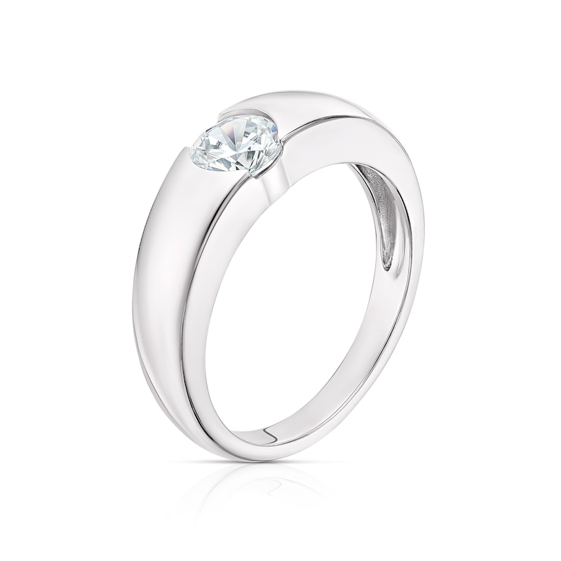 Sterling Silver Cubic Zirconia Centre Stone Ring Size P