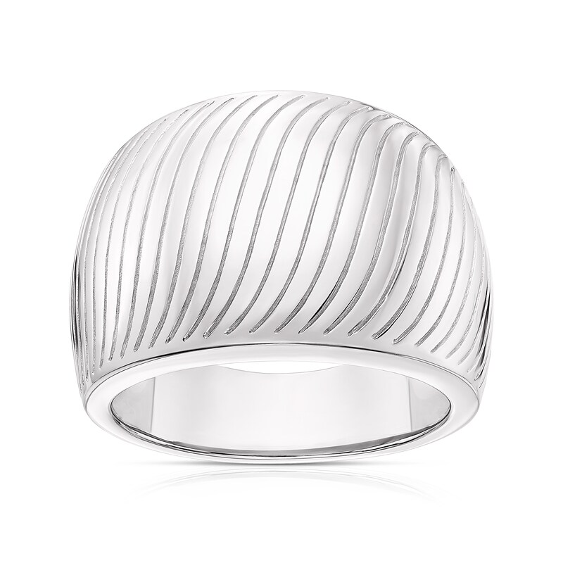Main Image 1 of Sterling Silver Chunky Wave Patterned Ring Size N