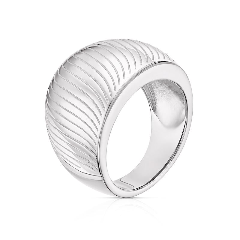 Sterling Silver Chunky Wave Patterned Ring Size N
