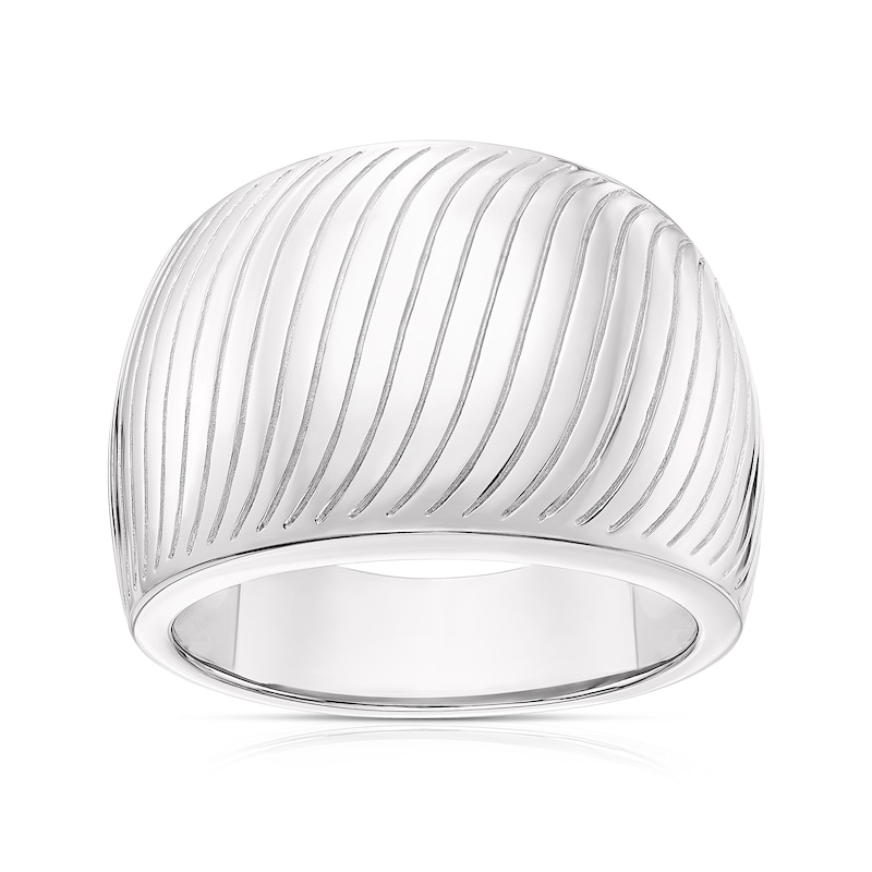 Main Image 1 of Sterling Silver Chunky Wave Patterned Ring Size P