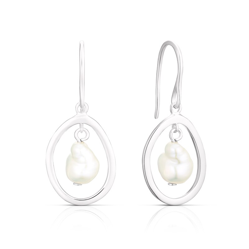 Main Image 1 of Sterling Silver Floating Cultured Freshwater Pearl Drop Earrings