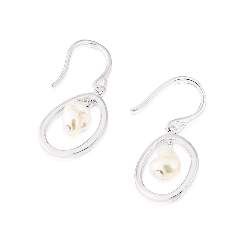 Main Image 2 of Sterling Silver Floating Cultured Freshwater Pearl Drop Earrings