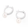 Thumbnail Image 2 of Sterling Silver Cubic Zirconia Cultured Freshwater Pearl Drop Hoop Earrings