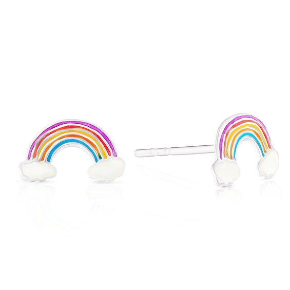 Children's Sterling Silver Rainbow Stud Earrings