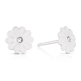 Children's Sterling Silver Crystal Flower Stud Earrings