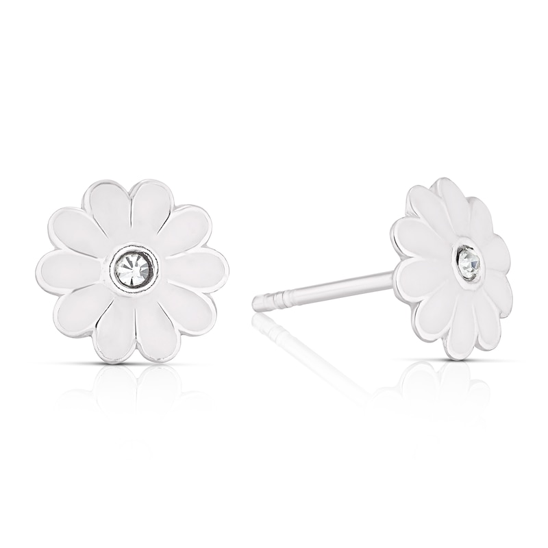 Main Image 1 of Children's Sterling Silver Crystal Flower Stud Earrings