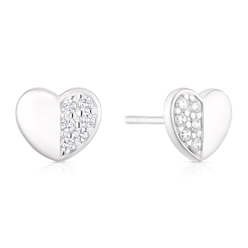 Main Image 1 of Sterling Silver Half Cubic Zirconia Stud Earrings