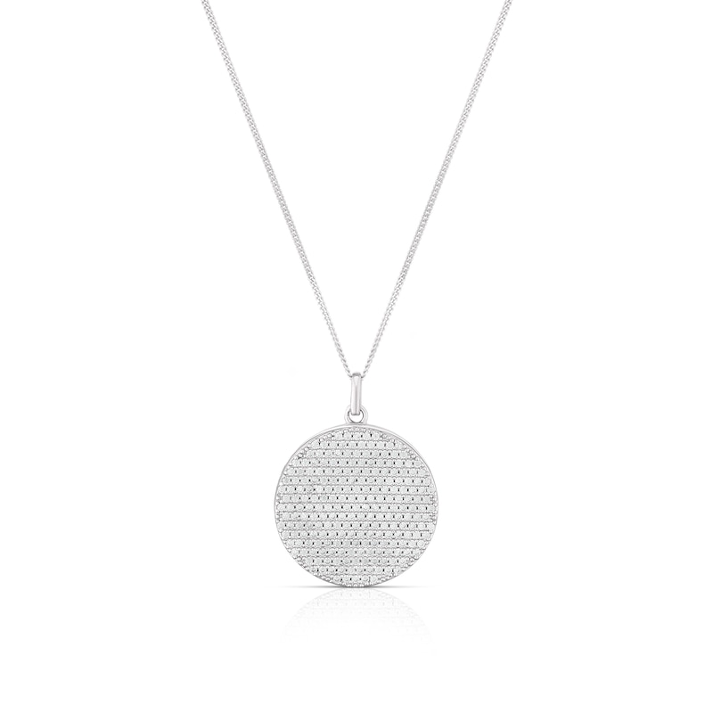 Main Image 1 of Sterling Silver Cubic Zirconia Pavé Round Locket
