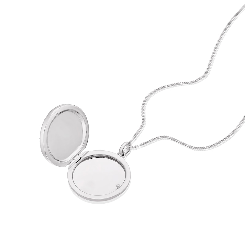 Main Image 2 of Sterling Silver Cubic Zirconia Pavé Round Locket