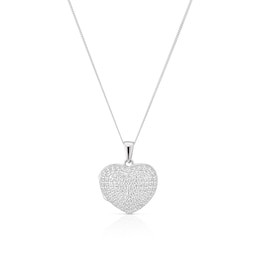 Sterling Silver Cubic Zirconia Pavé Heart Locket