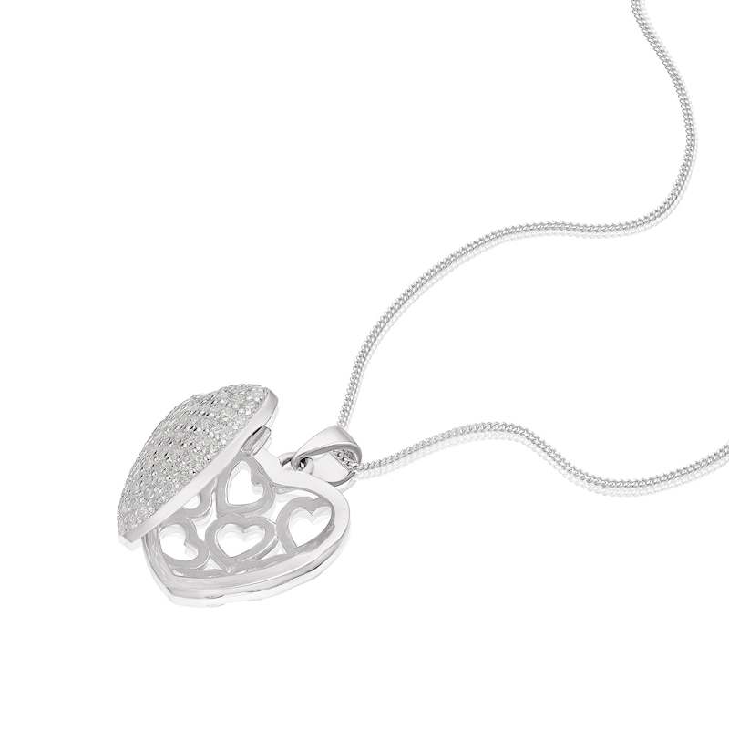Main Image 2 of Sterling Silver Cubic Zirconia Pavé Heart Locket