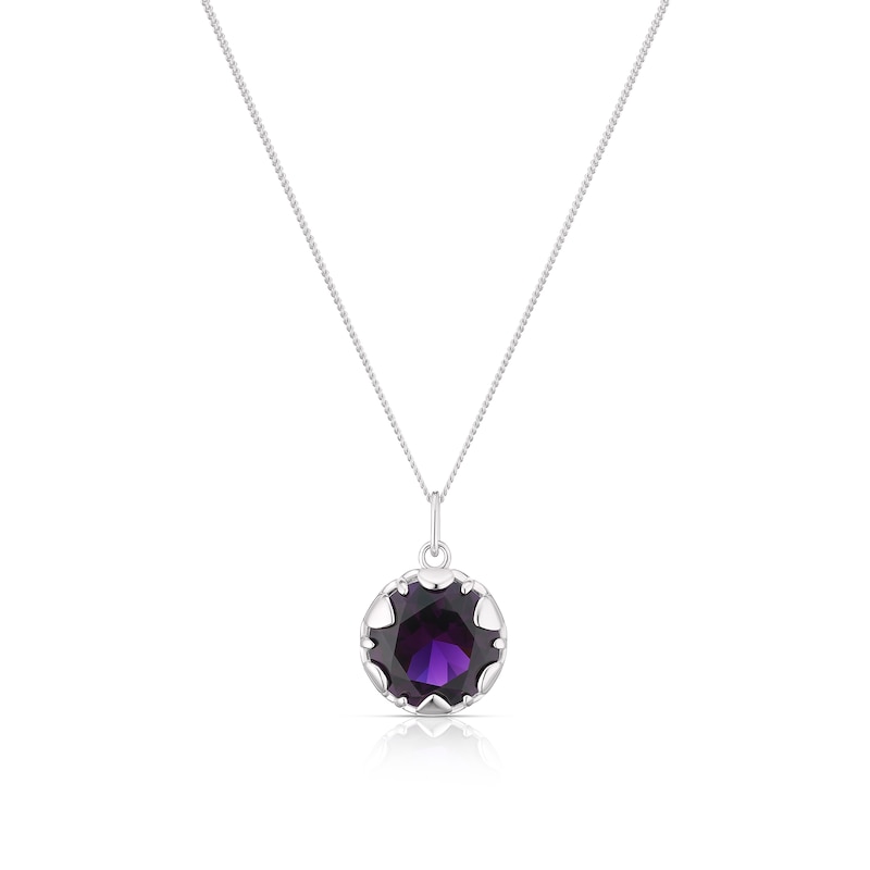 Main Image 1 of Purple Crown Chakra Sterling Silver Pendant Necklace