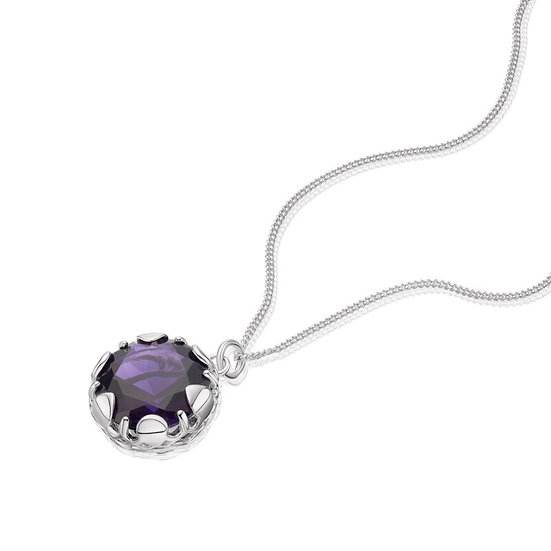 Main Image 2 of Purple Crown Chakra Sterling Silver Pendant Necklace