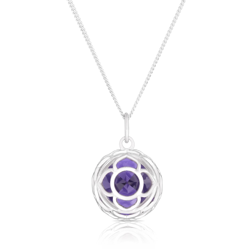 Main Image 4 of Purple Crown Chakra Sterling Silver Pendant Necklace