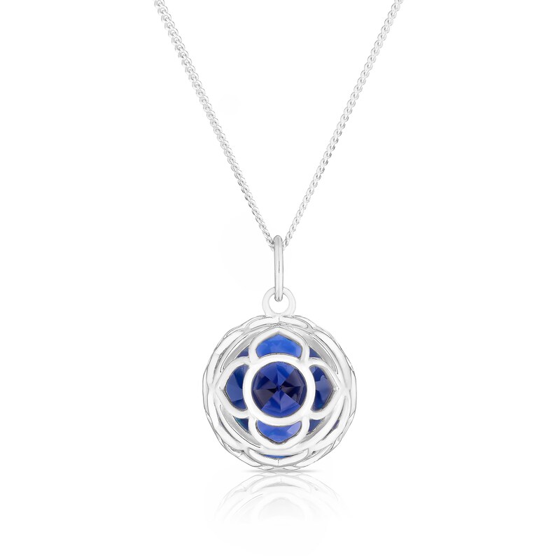 Main Image 4 of Deep Blue Third Eye Chakra Sterling Silver Pendant Necklace