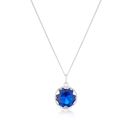 Bright Blue Throat Chakra Sterling Silver Pendant Necklace