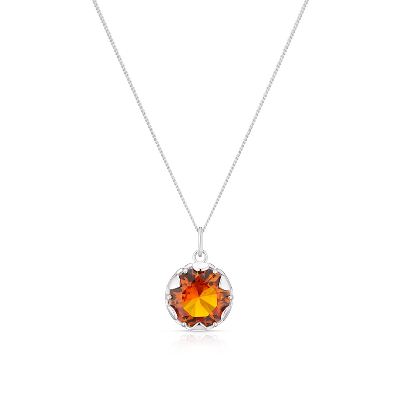 Main Image 1 of Orange Sacral Chakra Sterling Silver Pendant Necklace
