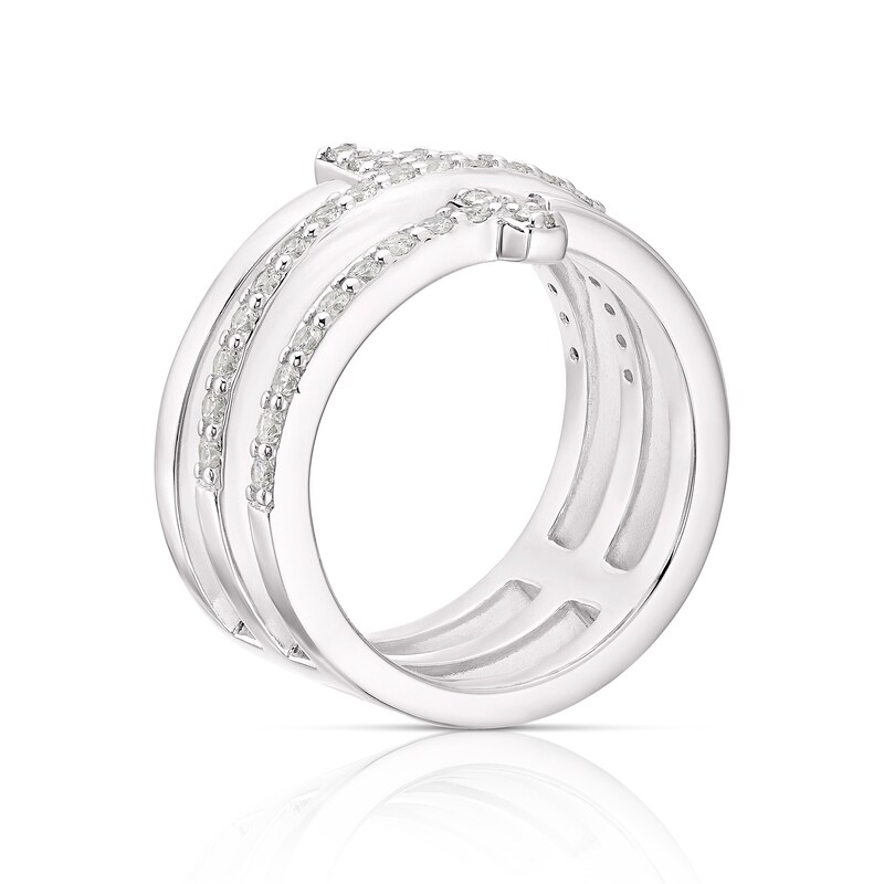 Main Image 3 of Sterling Silver Cubic Zirconia Triple Row Ring Size N