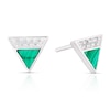 Thumbnail Image 1 of Sterling Silver Half Cubic Zirconia & Malachite Triangle Stud Earrings