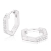 Thumbnail Image 1 of Sterling Silver Cubic Zirconia Hexagon Hoop Earrings